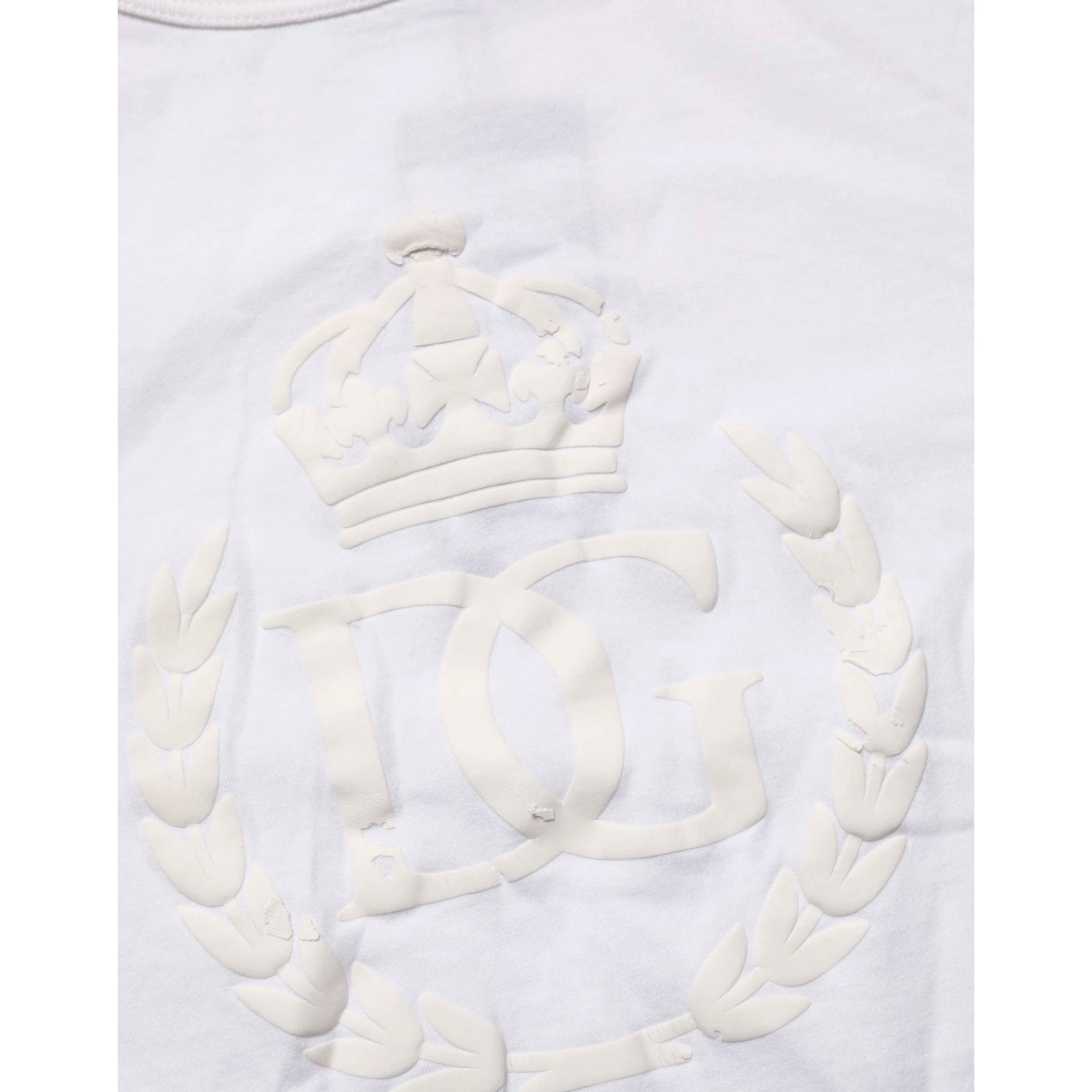 White Cotton DG Crown Embossed Men T-shirt