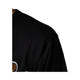 Black Angel Print Cotton Crew Neck T-shirt