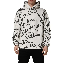 White Script Logo Print Cotton Sweatshirt Sweater