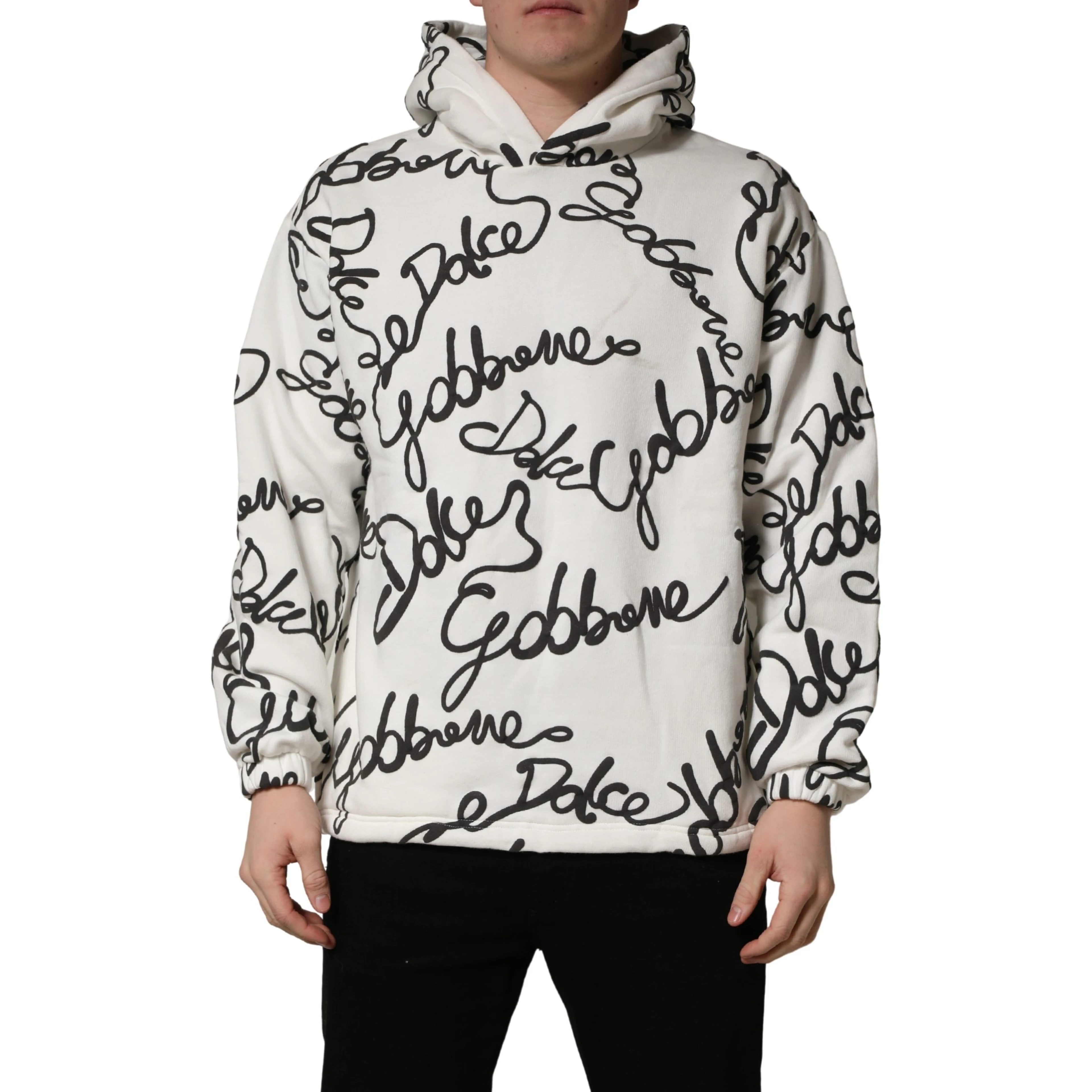White Script Logo Print Cotton Sweatshirt Sweater