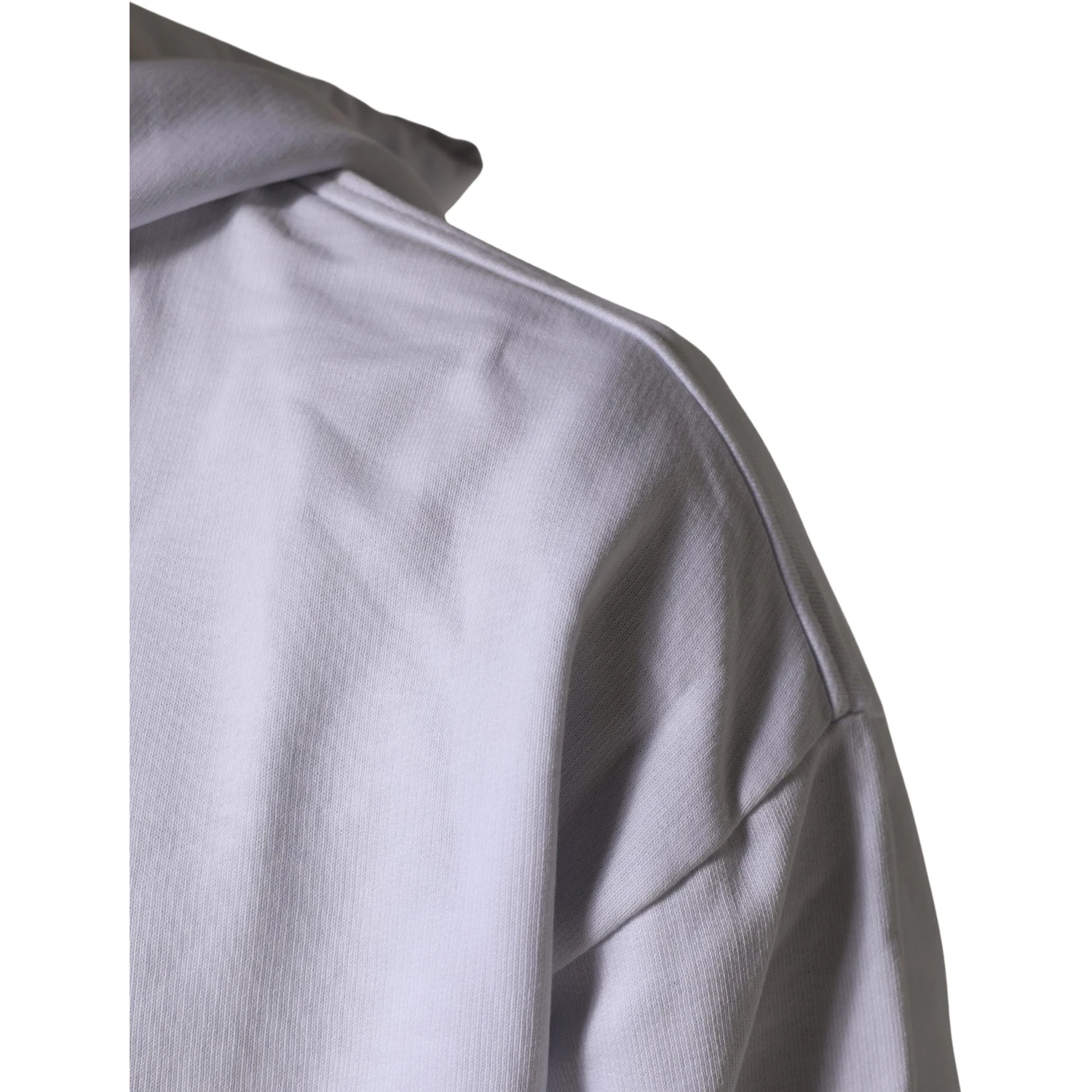 White Logo Print Cotton Hooded Sweatshirt Sweater