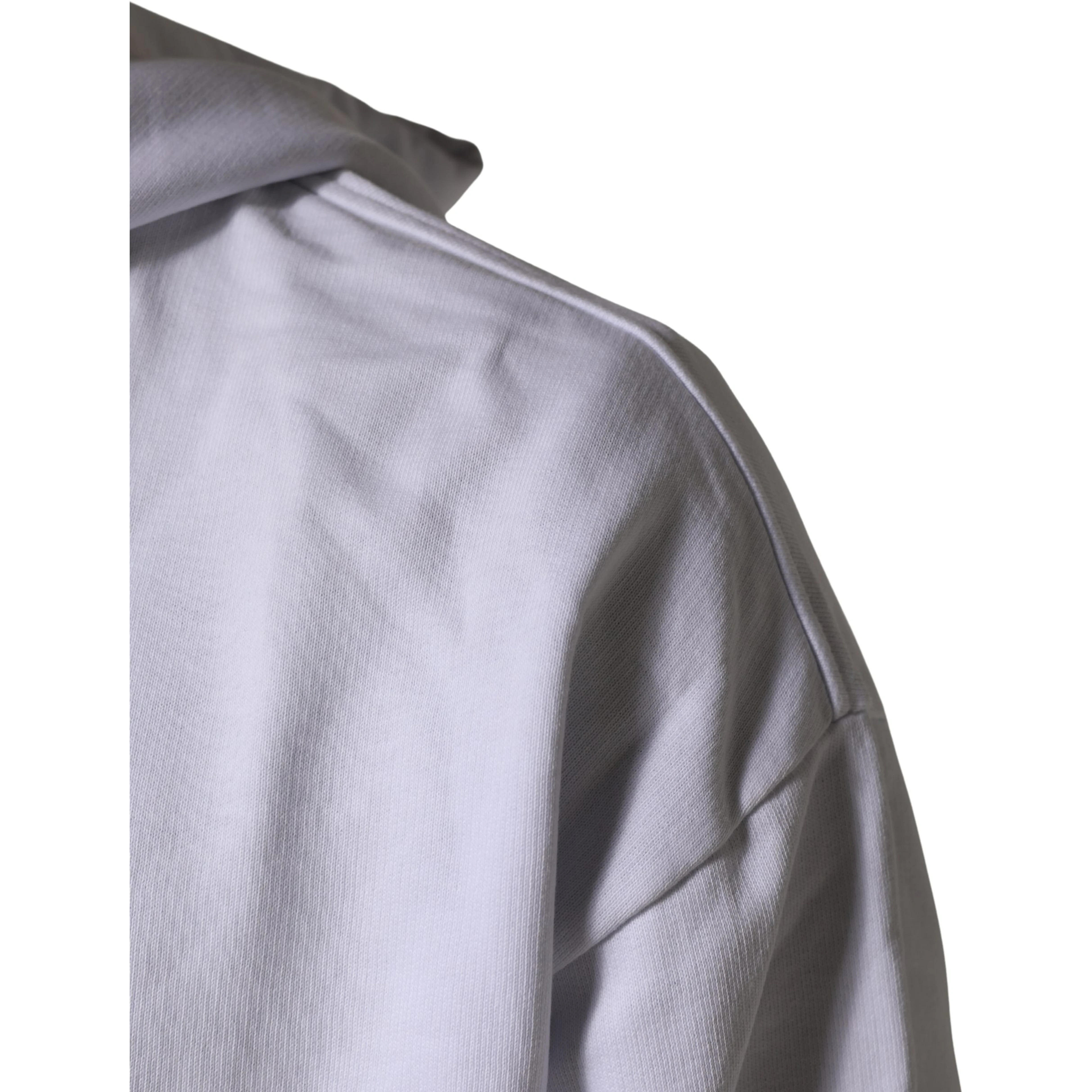 White Logo Print Cotton Hooded Sweatshirt Sweater