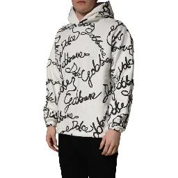 White Script Logo Print Cotton Sweatshirt Sweater