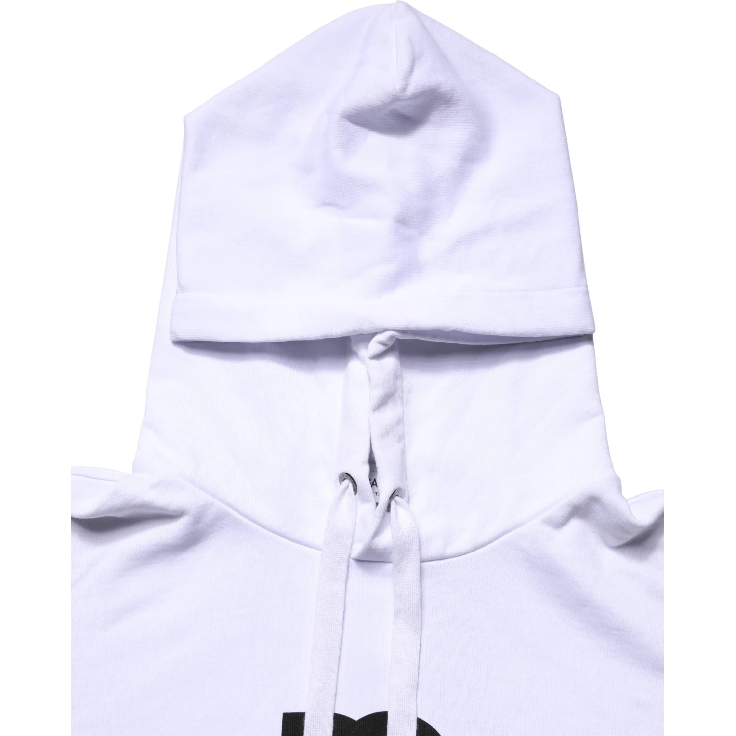 White Logo Print Cotton Hooded Sweatshirt Sweater