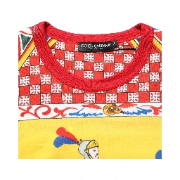Multicolor Carretto Print Crew Neck T-shirt