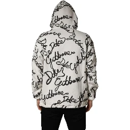 White Script Logo Print Cotton Sweatshirt Sweater
