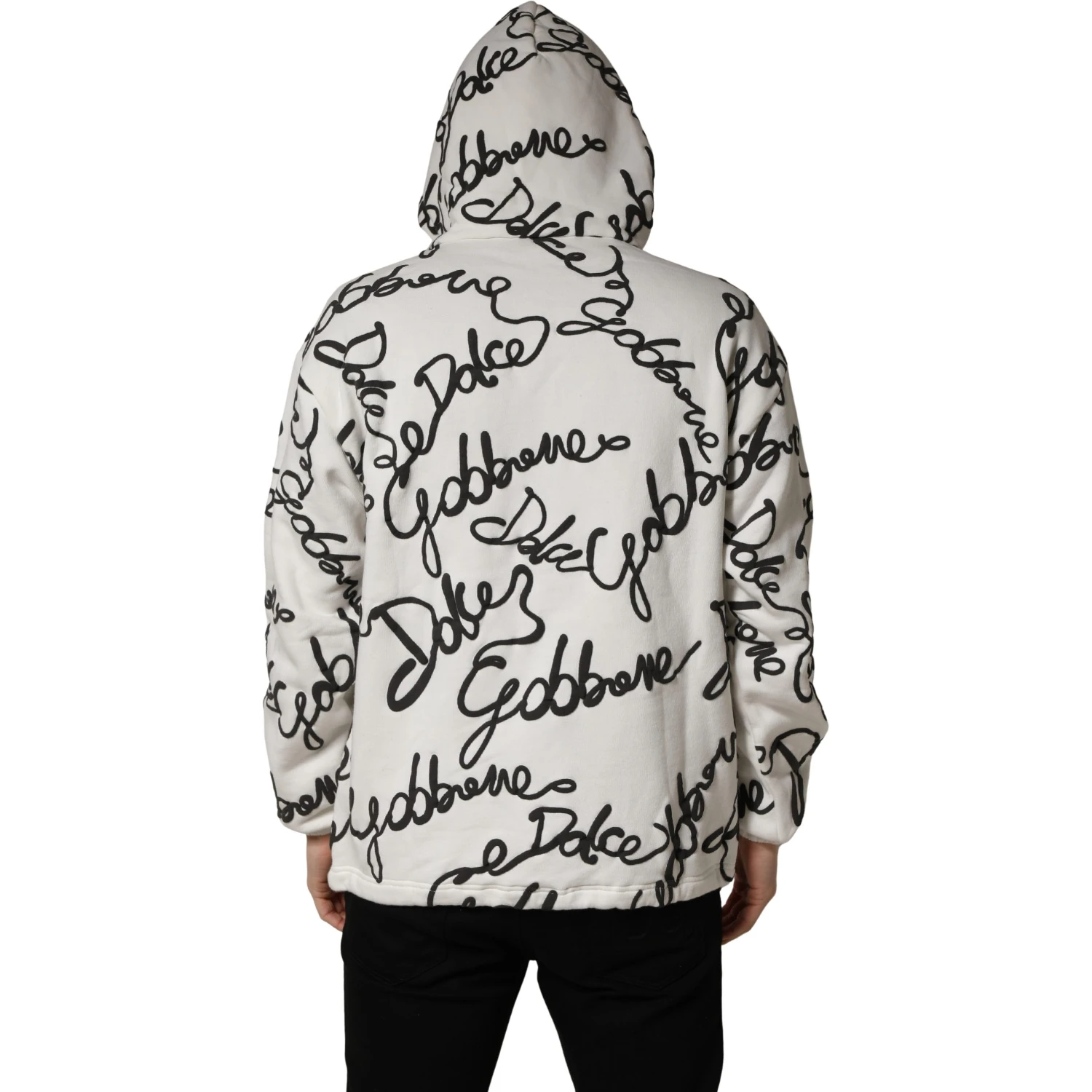 White Script Logo Print Cotton Sweatshirt Sweater