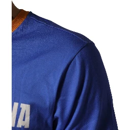 Blue Pasta Graphic Print Cotton Men Crewneck T-shirt