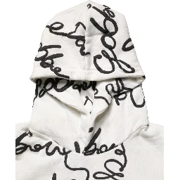 White Script Logo Print Cotton Sweatshirt Sweater
