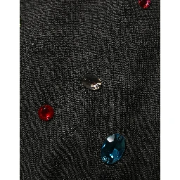 Black Crystal Embellished TurtleNeck Sweater