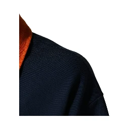 Navy Blue Cotton Logo Short Sleeves Men Polo T-shirt