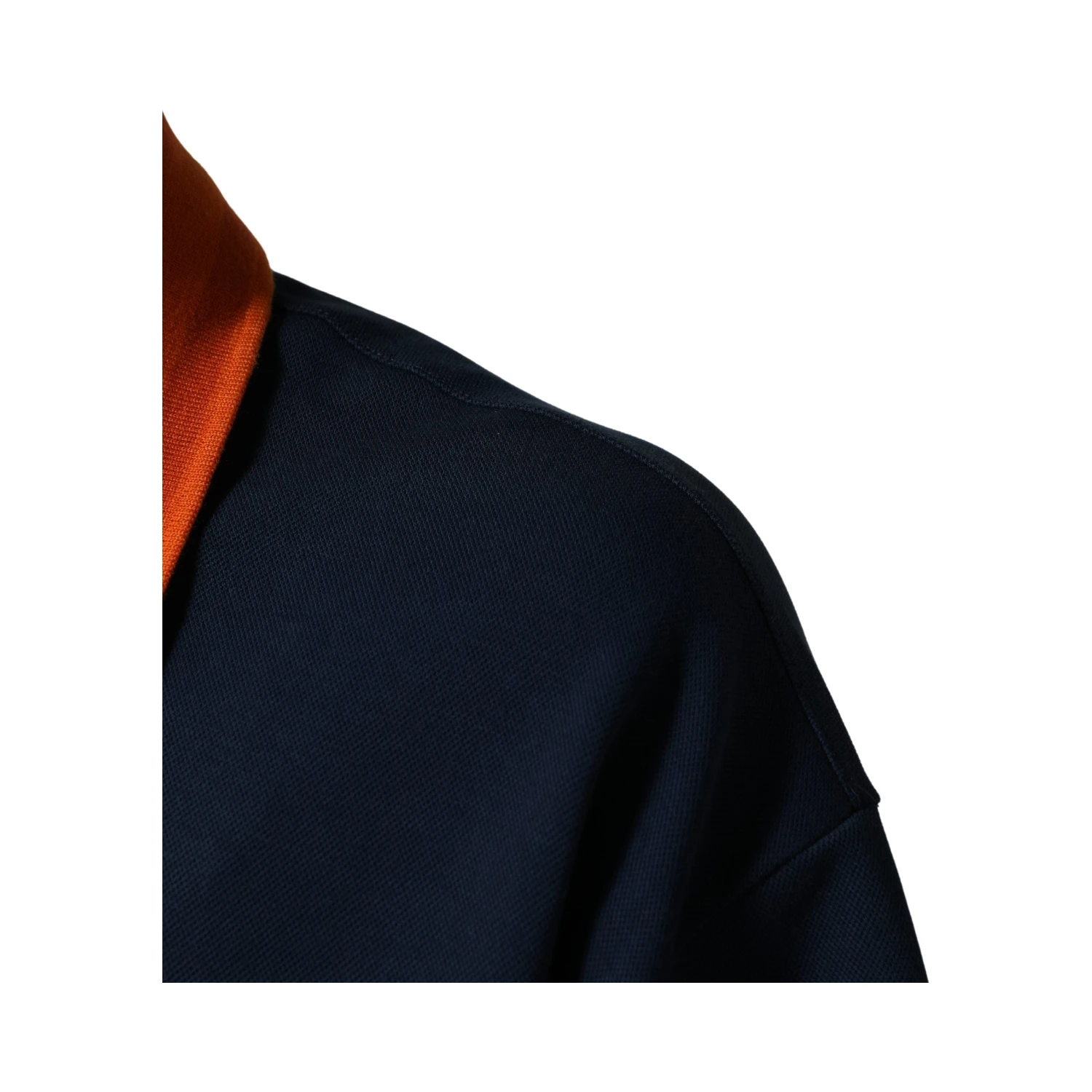 Navy Blue Cotton Logo Short Sleeves Men Polo T-shirt