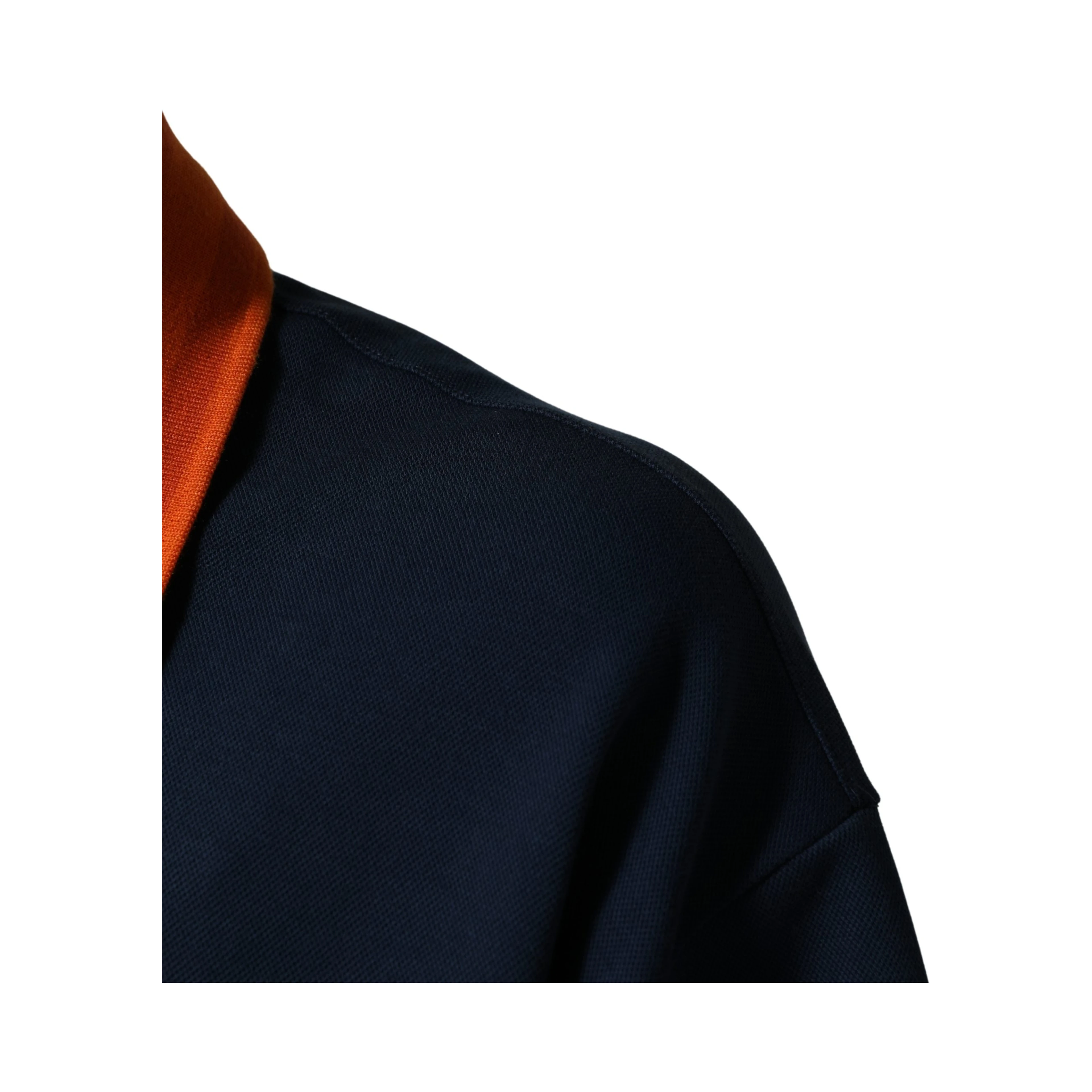 Navy Blue Cotton Logo Short Sleeves Men Polo T-shirt