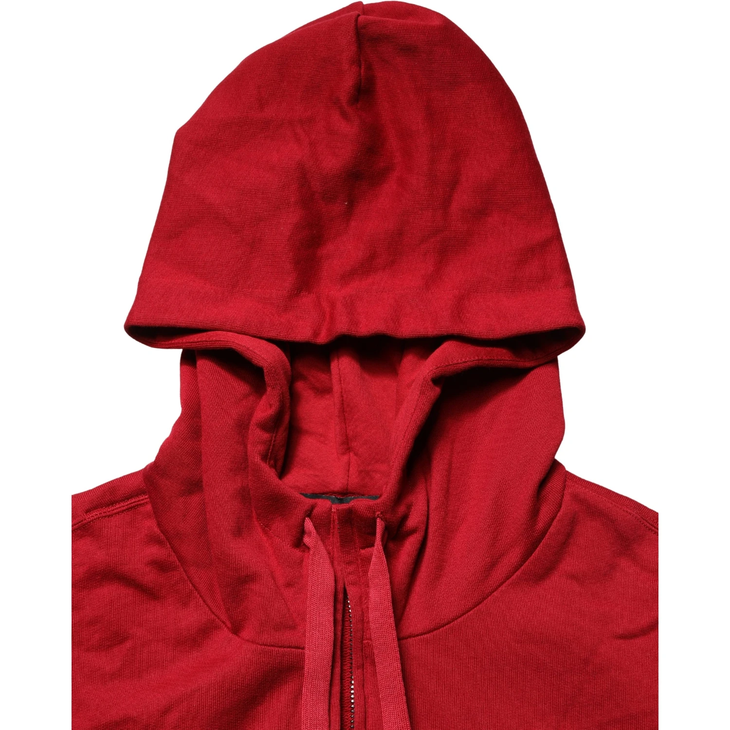 Red Cotton Full Zip Fleece Men Hoodie Sweater