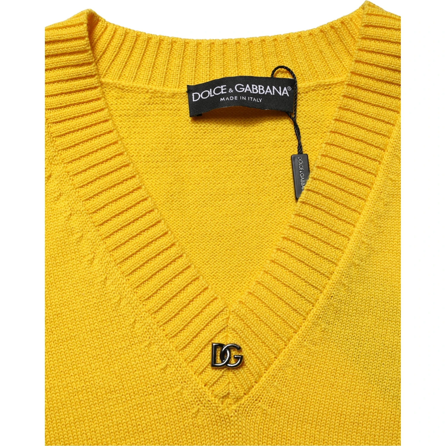 Wool Knitted V-Neck Pullover Yellow