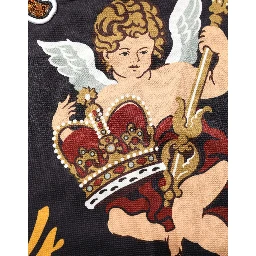 Black Angel Print Cotton Crew Neck T-shirt