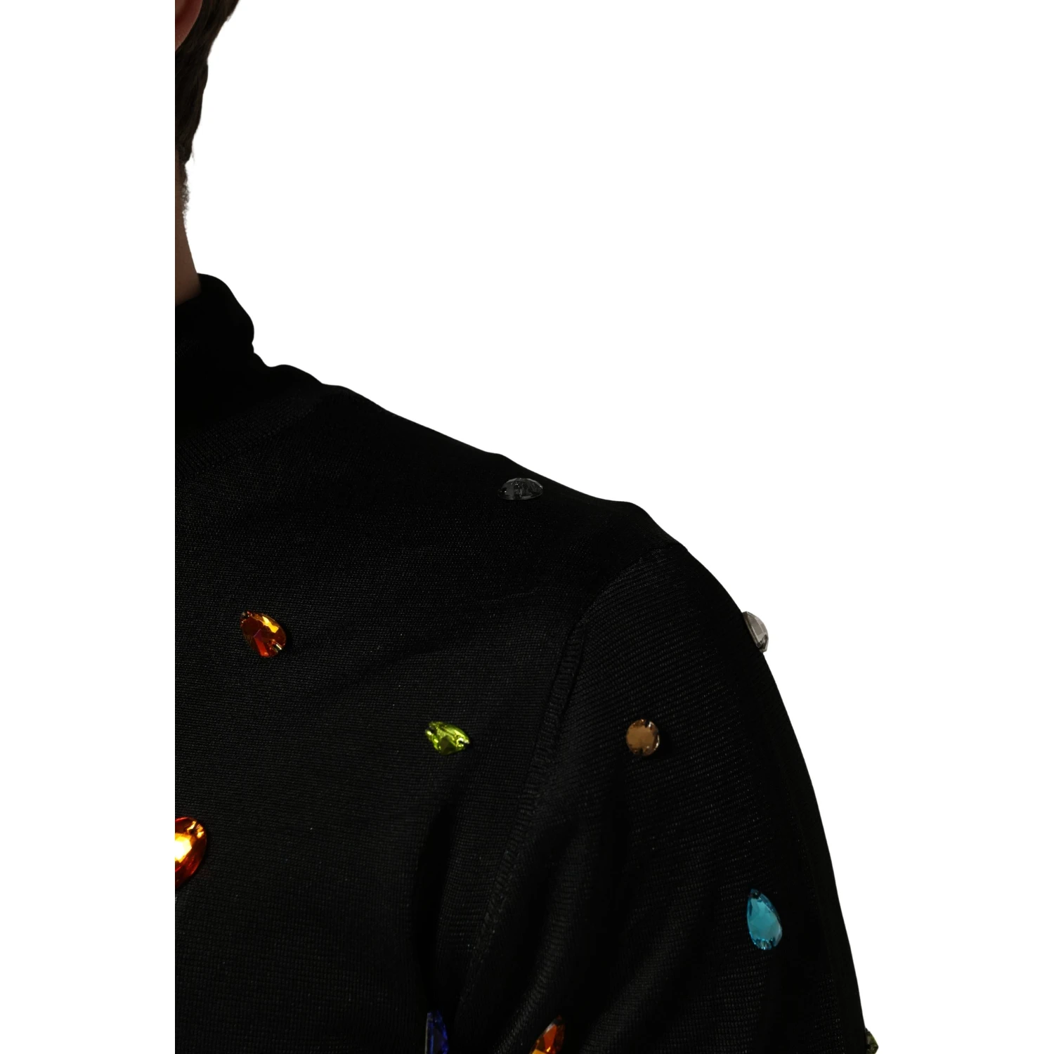 Black Crystal Embellished TurtleNeck Sweater