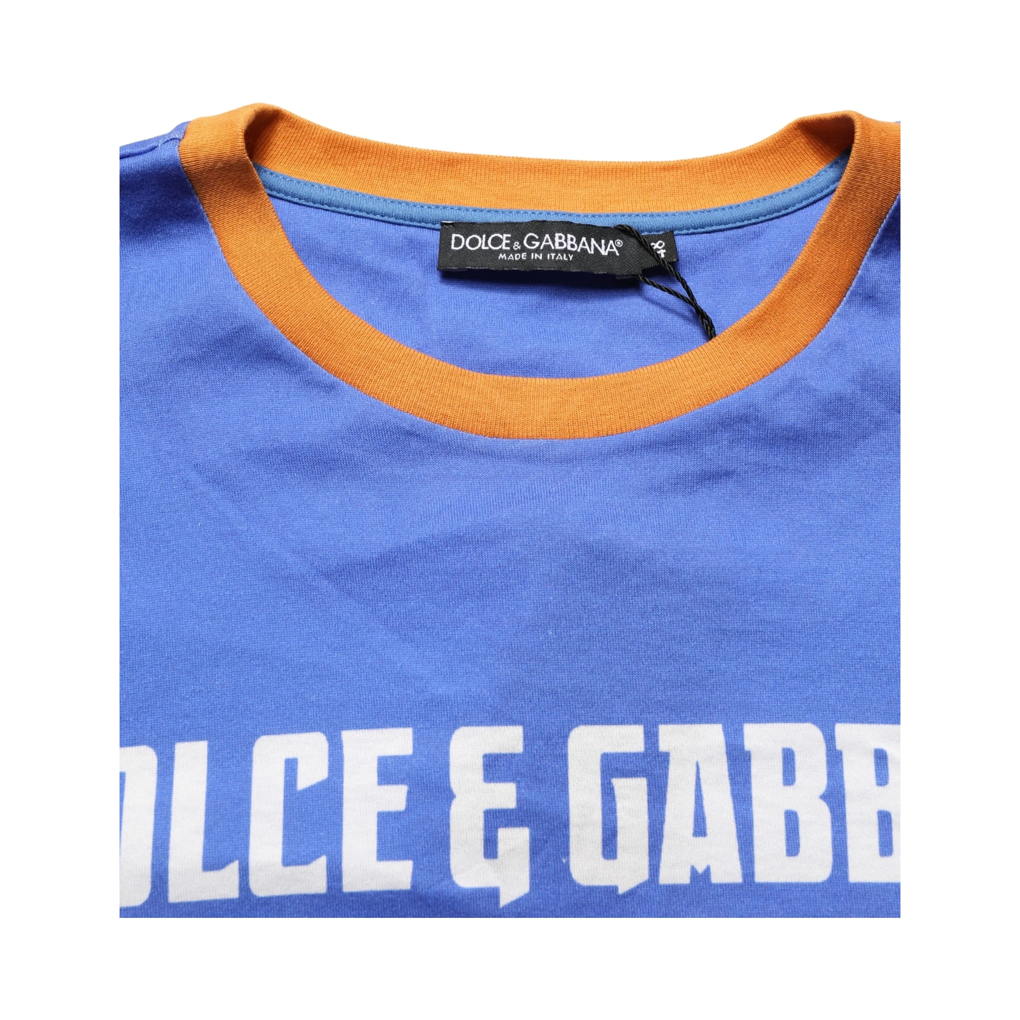 Blue Pasta Graphic Print Cotton Men Crewneck T-shirt