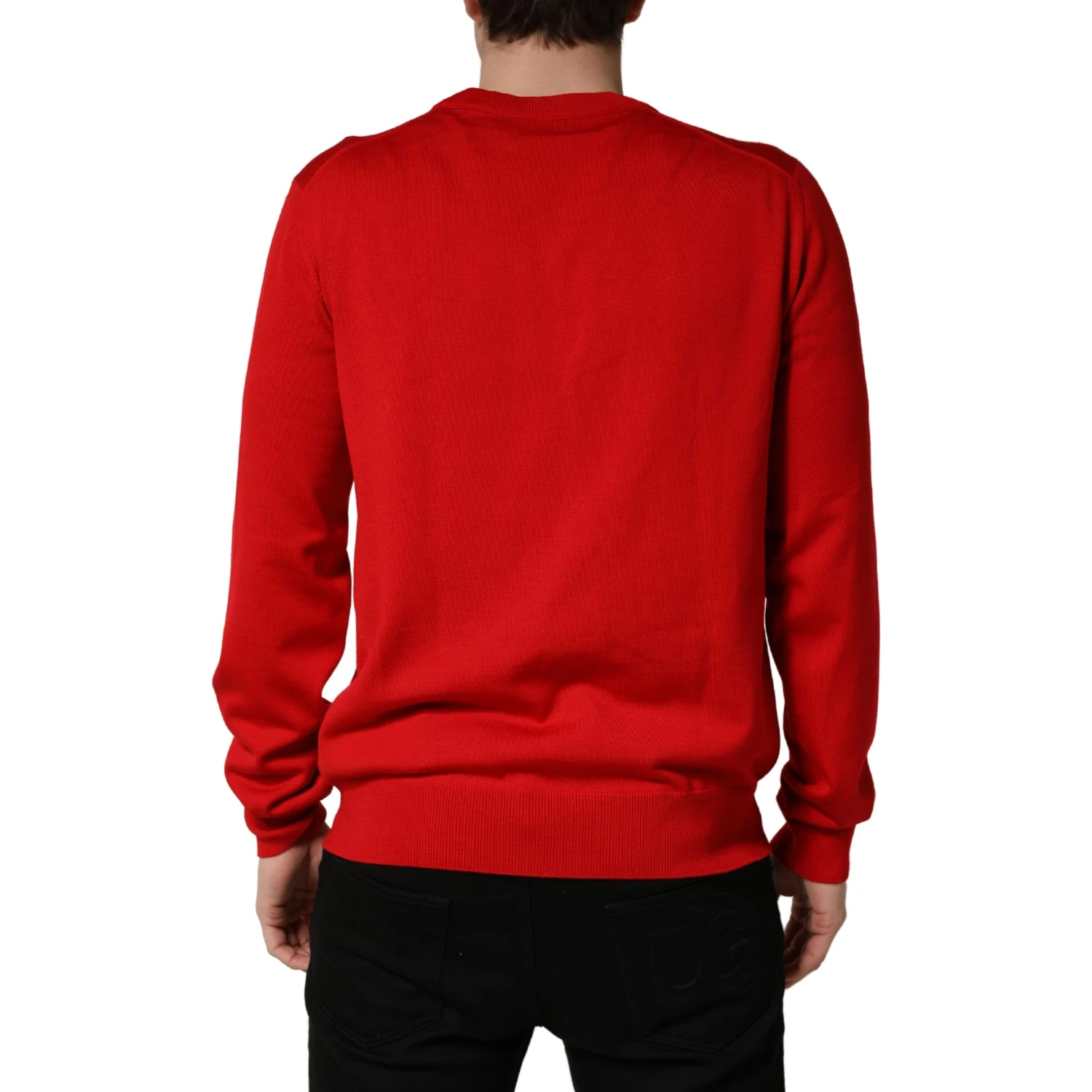 Red Eye Print Crew Neck Pullover Sweater