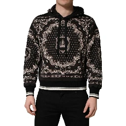Black Bandana Print Cotton Men Hoodie Sweater