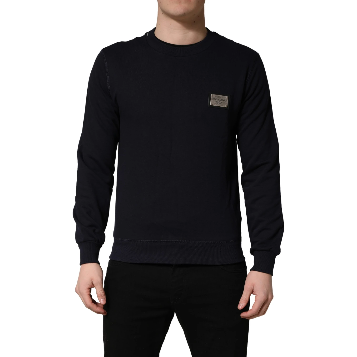 Black Logo Plaque Jersey Sweatshirt Cotton Sweater