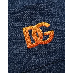 Navy Blue Cotton Logo Short Sleeves Men Polo T-shirt
