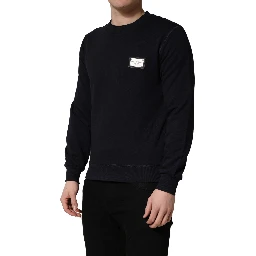 Black Logo Plaque Jersey Sweatshirt Cotton Sweater