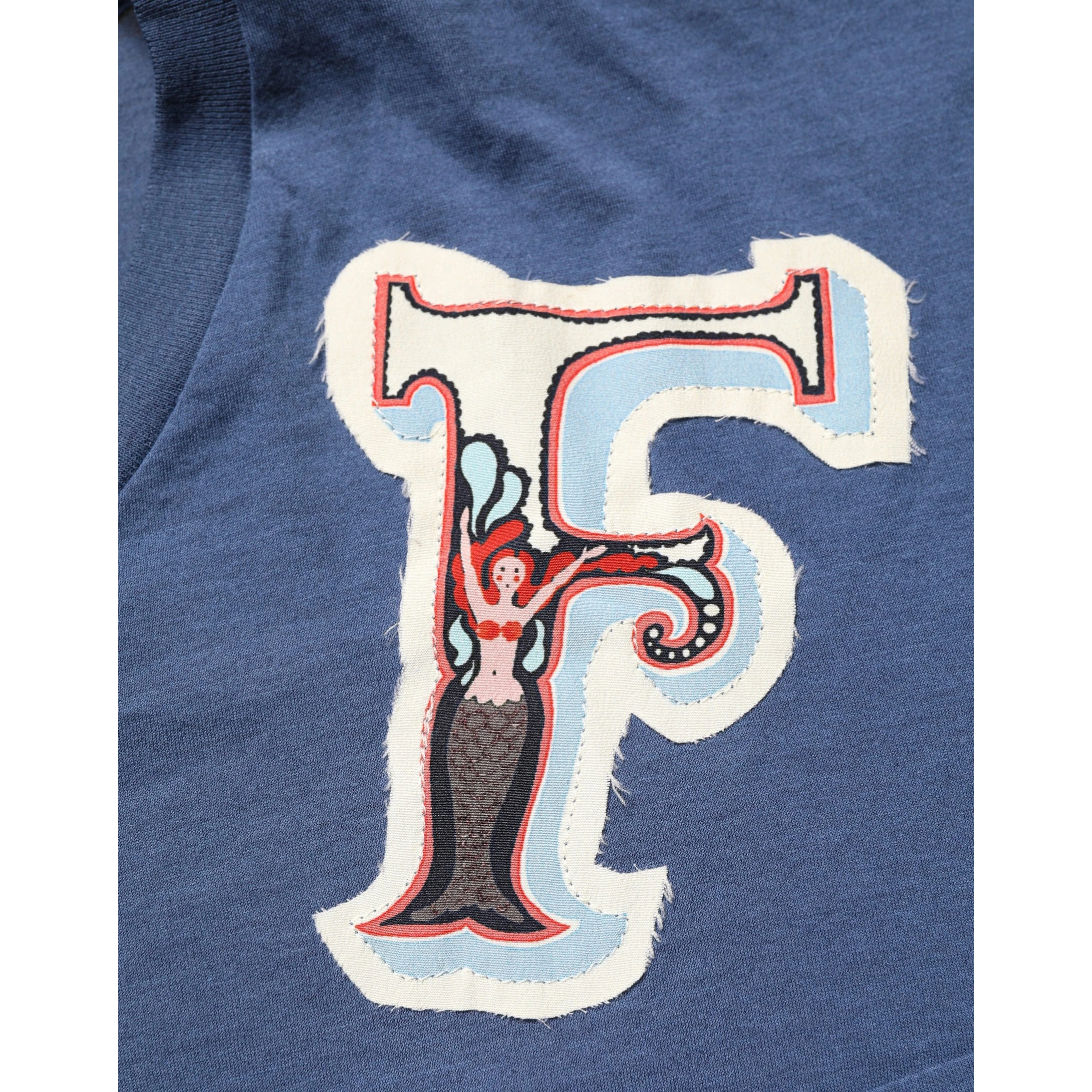 Navy Blue Cotton Graphic Crew Neck T-shirt