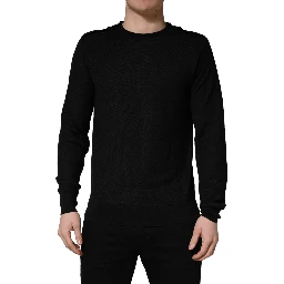 Black Crew Neck Long Sleeve Pullover Sweater