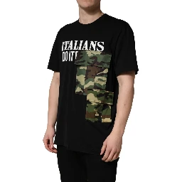 Black Camouflage Graphic Cotton Crewneck T-shirt