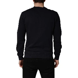 Black Logo Plaque Jersey Sweatshirt Cotton Sweater