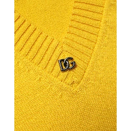 Wool Knitted V-Neck Pullover Yellow