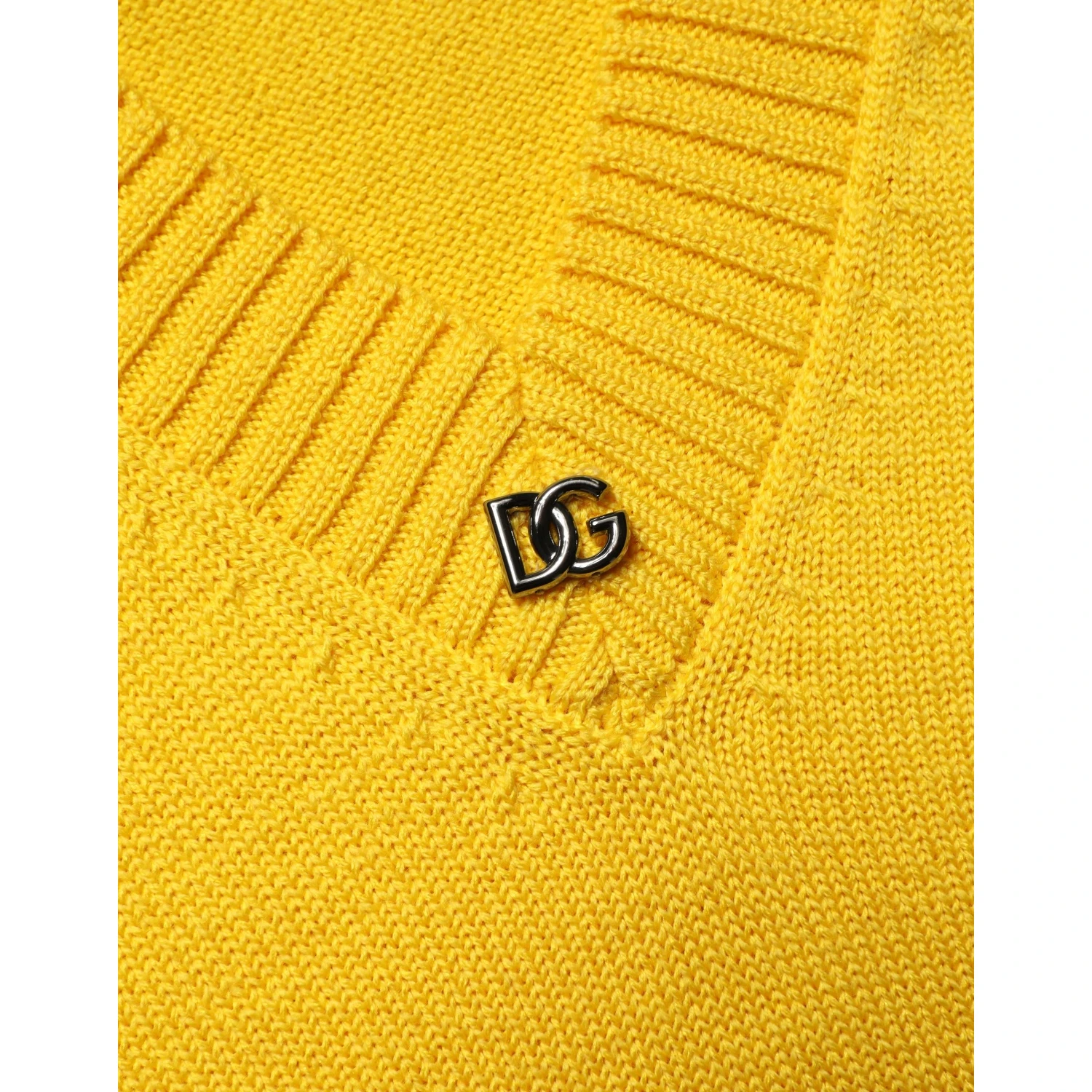 Wool Knitted V-Neck Pullover Yellow