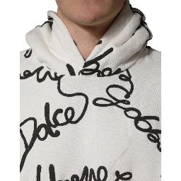White Script Logo Print Cotton Sweatshirt Sweater