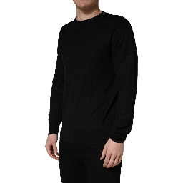 Black Crew Neck Long Sleeve Pullover Sweater