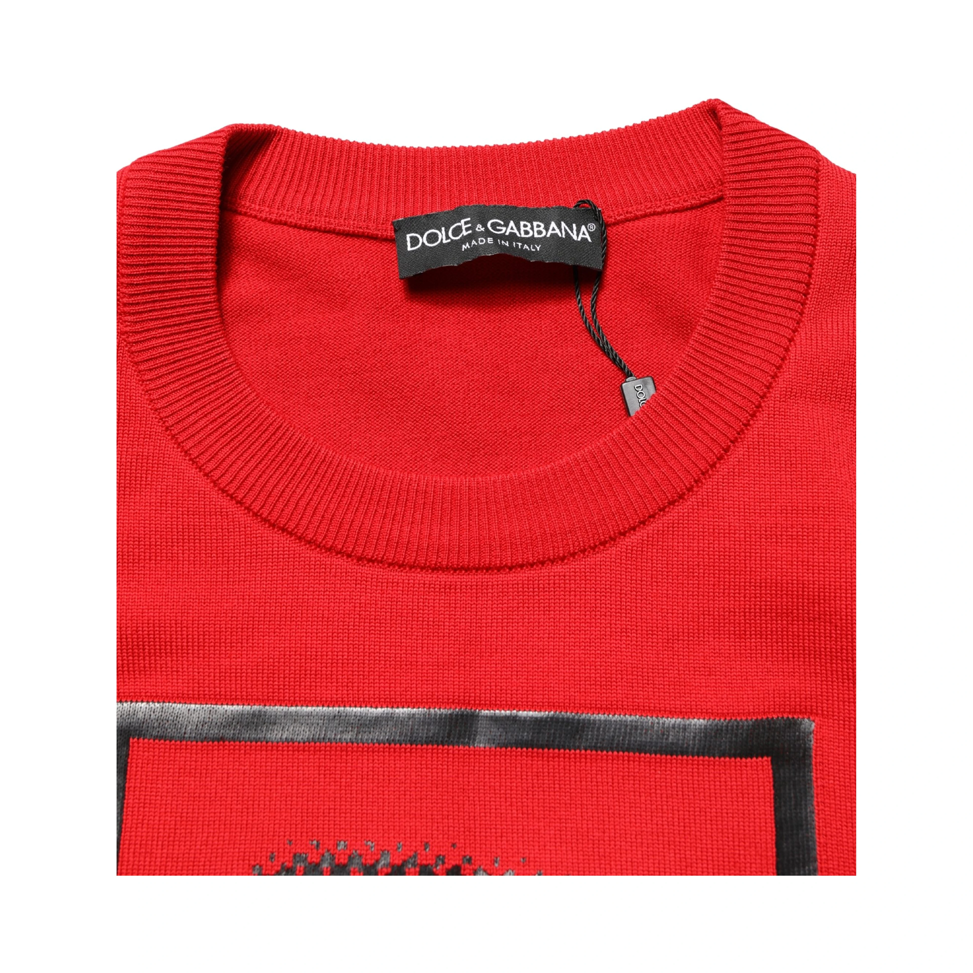 Red Eye Print Crew Neck Pullover Sweater