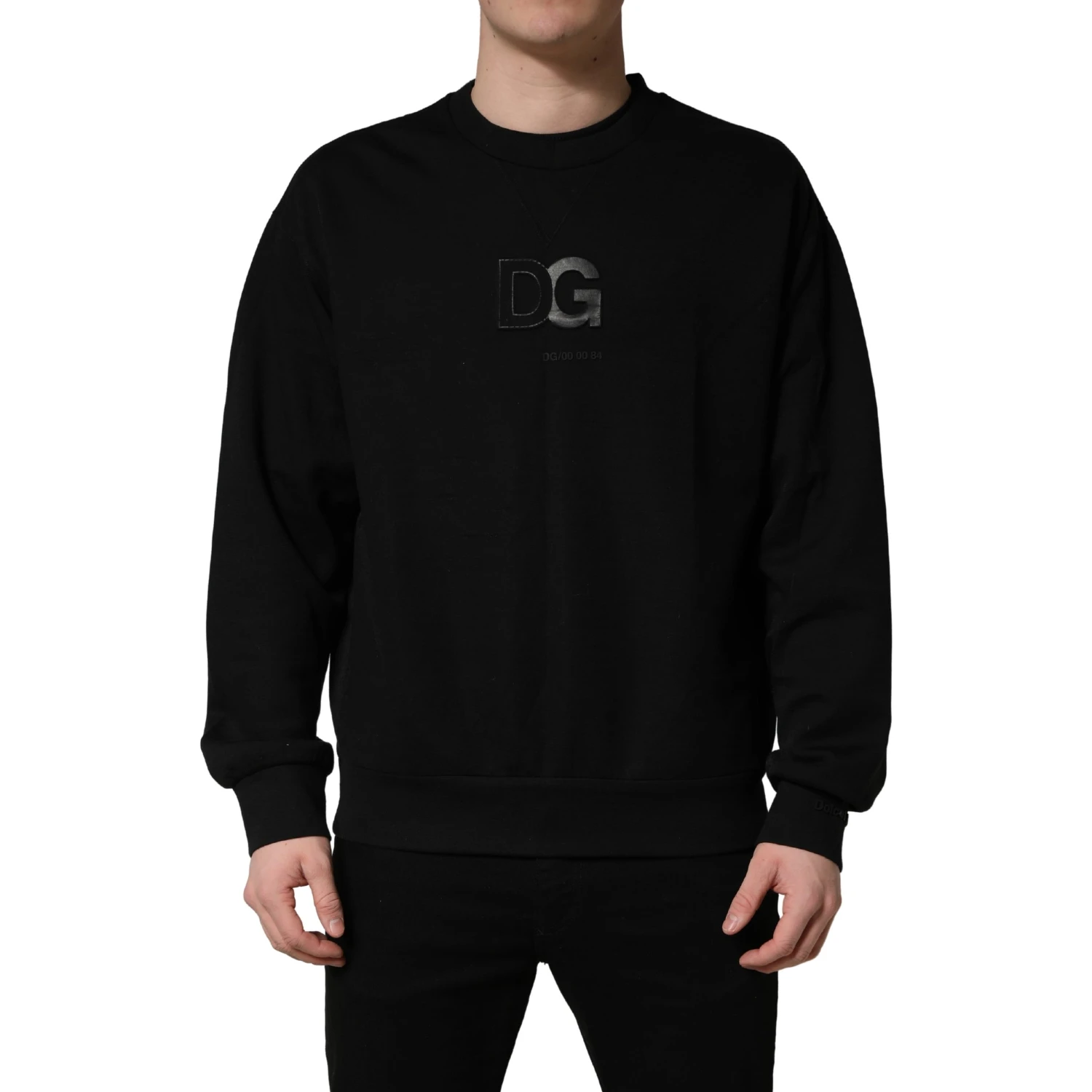 Black Cotton DG Men CrewNeck Pullover Sweater