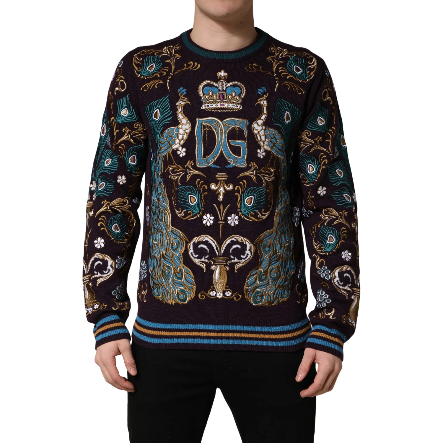 Bordeaux Cashmere Crown Embroidered Sweater