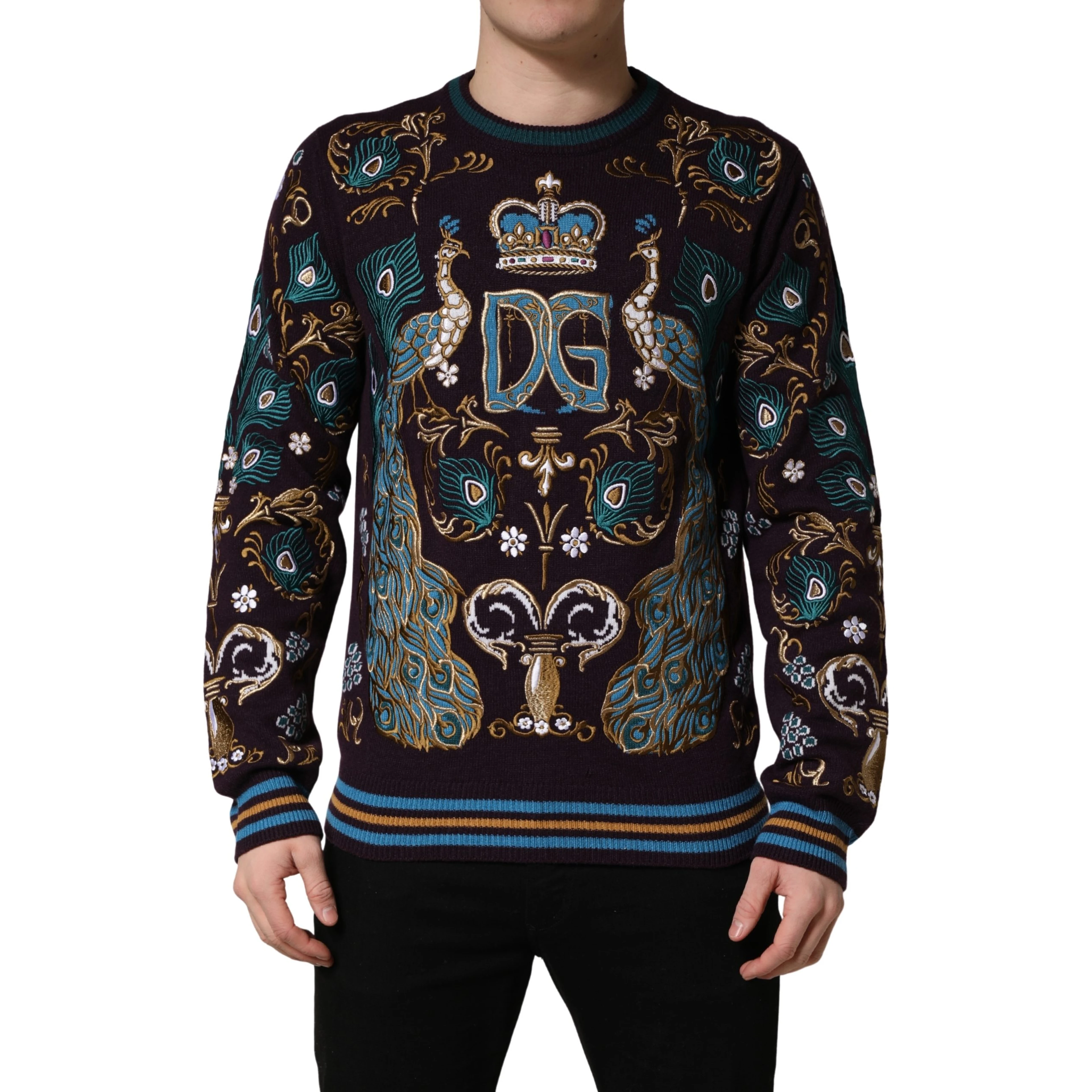 Bordeaux Cashmere Crown Embroidered Sweater