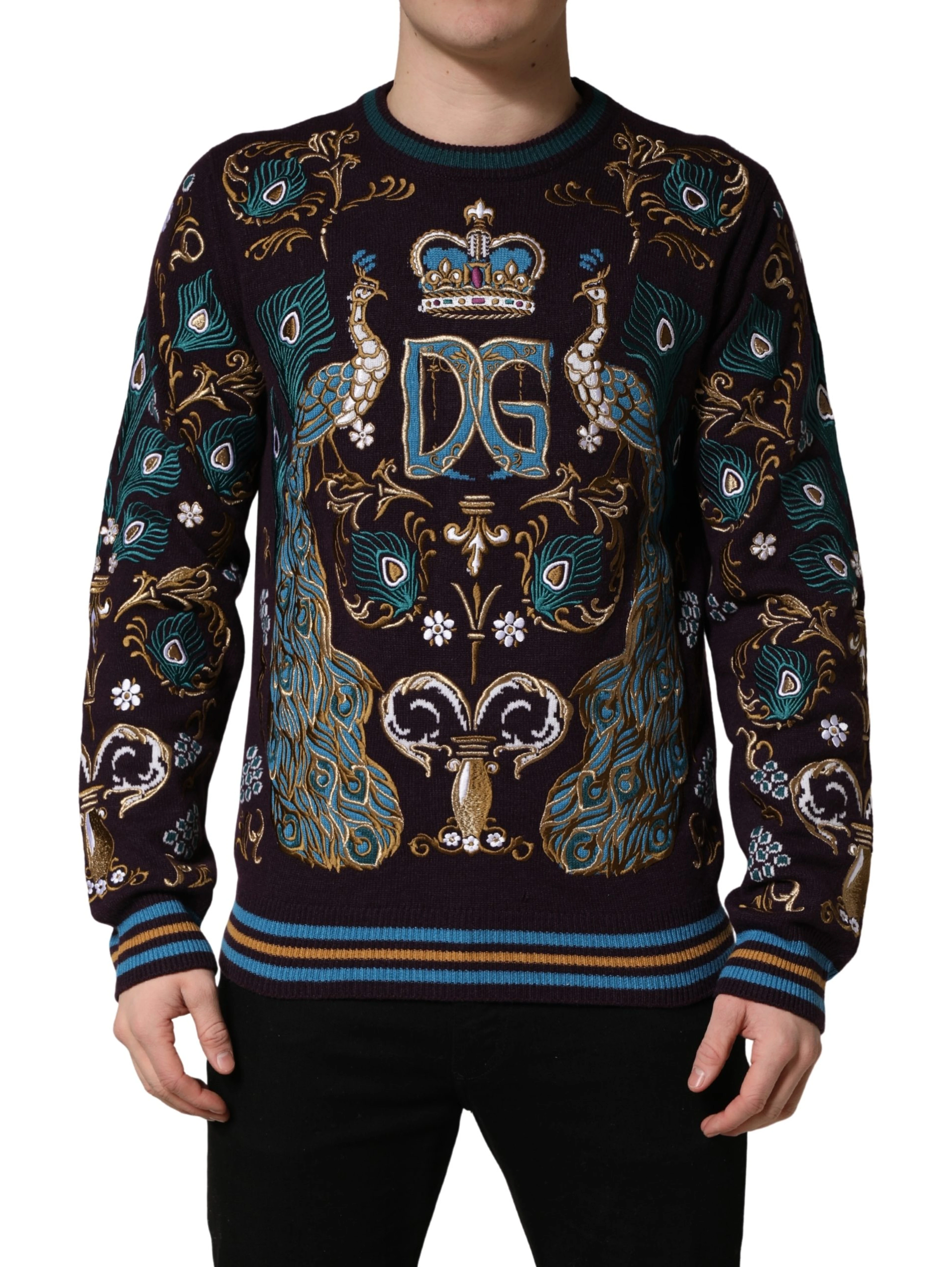 Bordeaux Cashmere Crown Embroidered Sweater