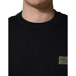 Black Logo Plaque Jersey Sweatshirt Cotton Sweater