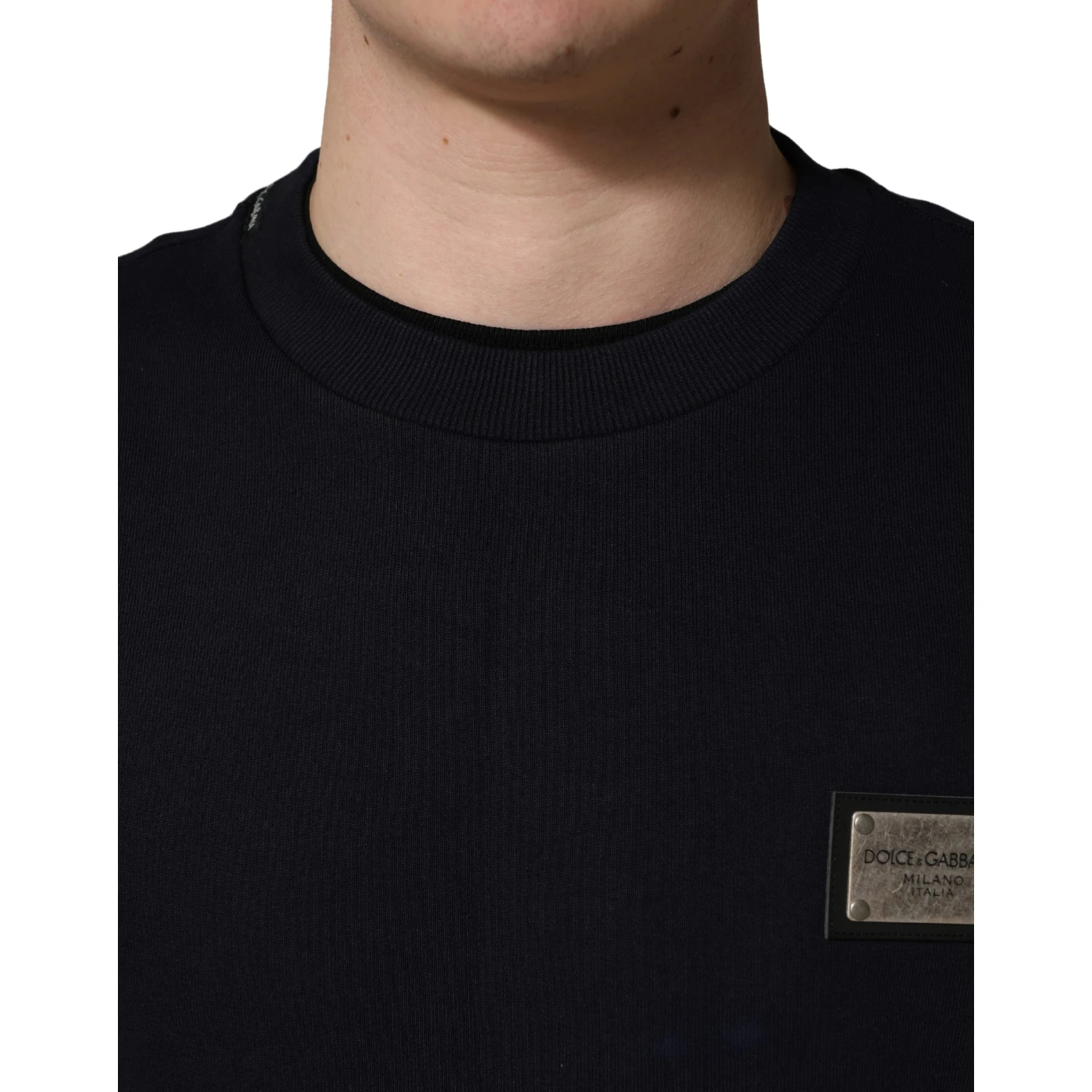 Black Logo Plaque Jersey Sweatshirt Cotton Sweater