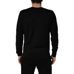 Black Crew Neck Long Sleeve Pullover Sweater