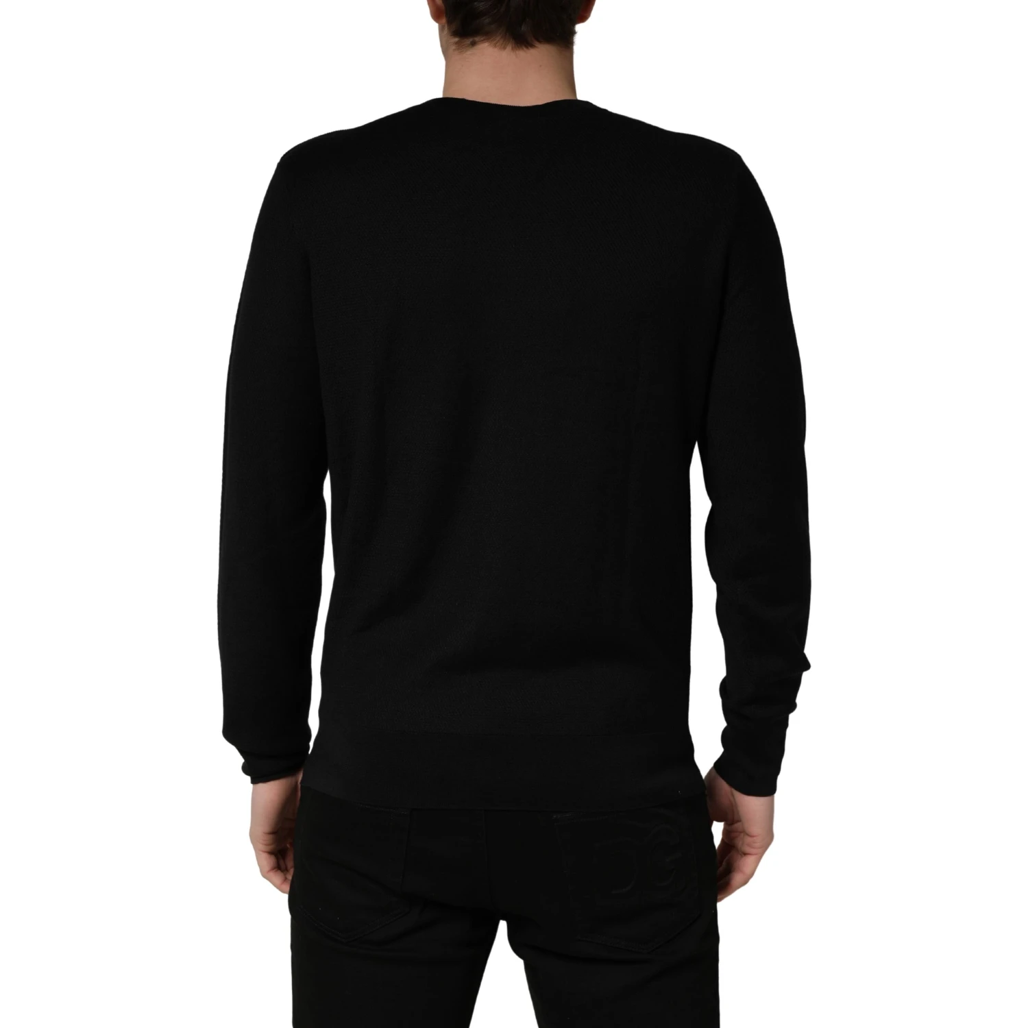 Black Crew Neck Long Sleeve Pullover Sweater