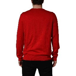 Red Eye Print Crew Neck Pullover Sweater