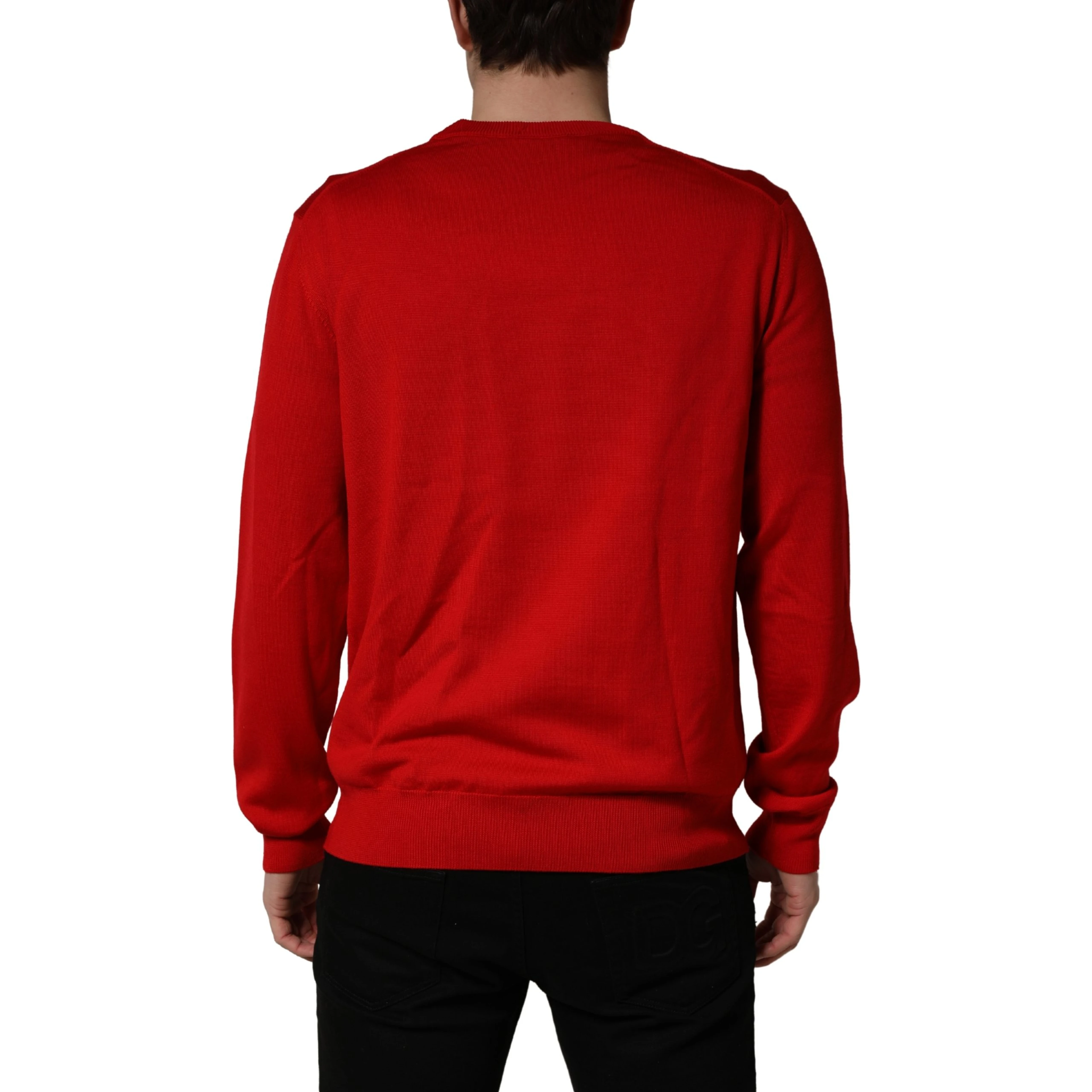 Red Eye Print Crew Neck Pullover Sweater
