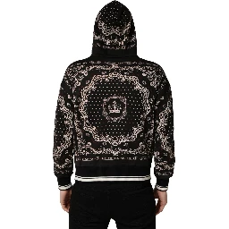 Black Bandana Print Cotton Men Hoodie Sweater
