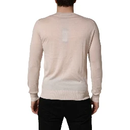 Beige Cashmere V-neck Men Pullover Sweater