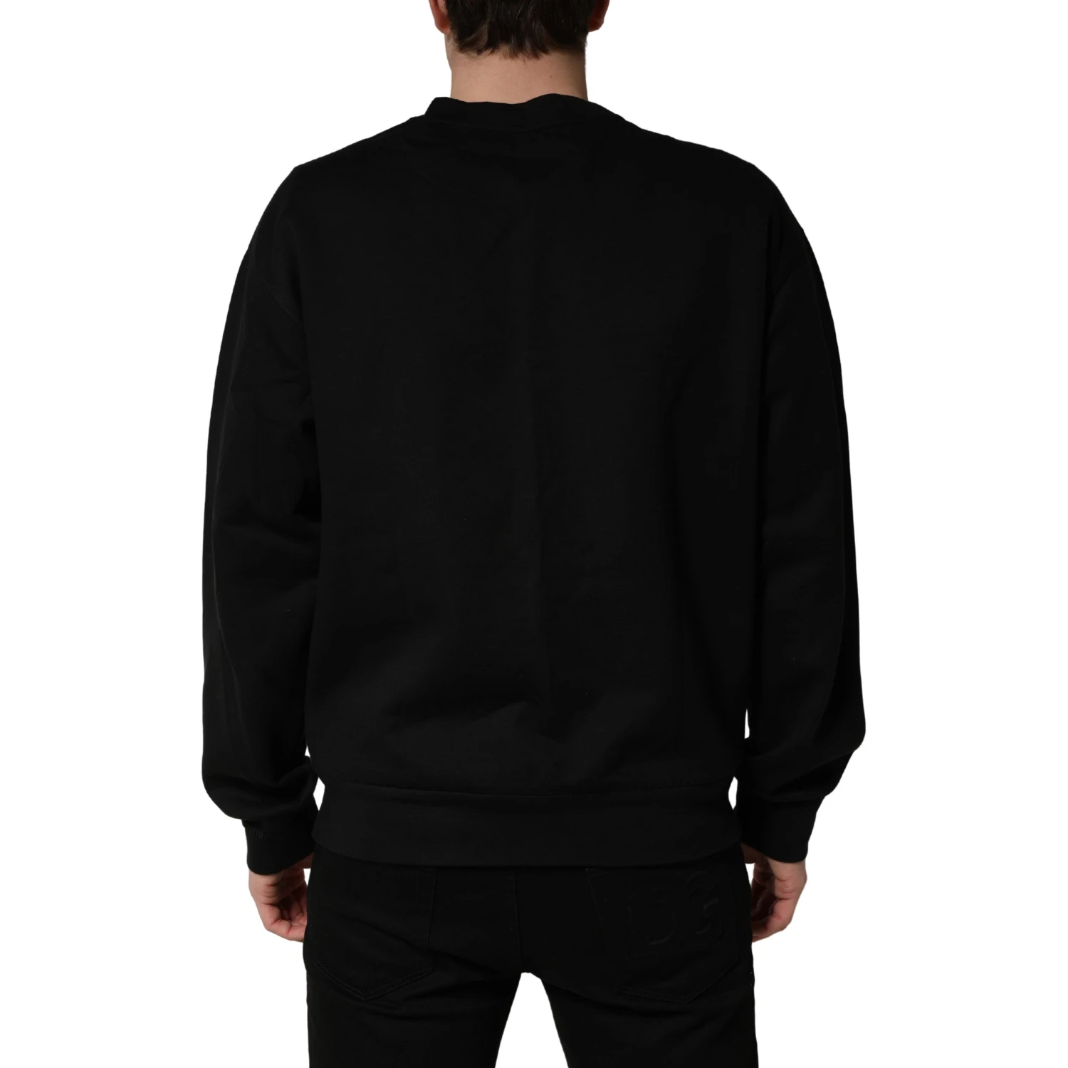 Black Cotton DG Men CrewNeck Pullover Sweater