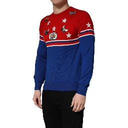 Multicolor Wool Butterfly Star Men Crew Neck Sweater